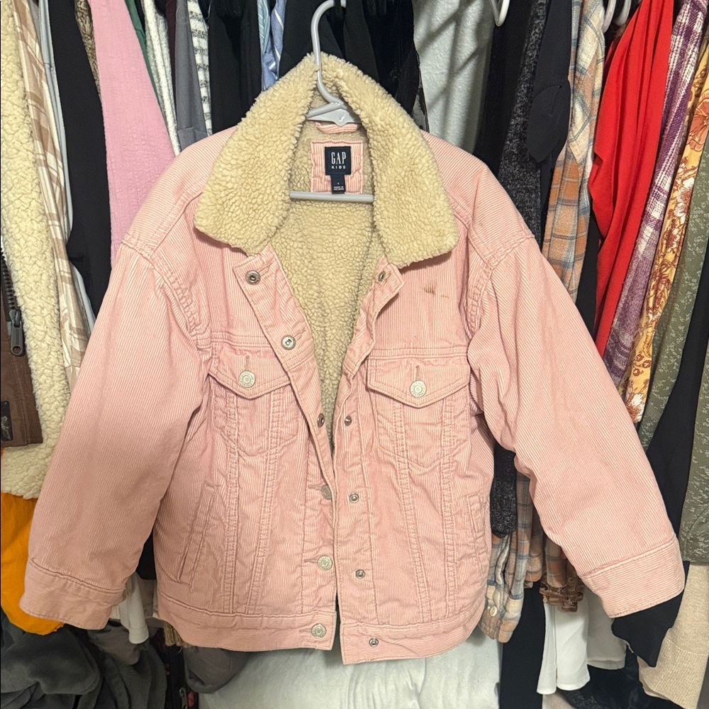 GAP Kids Pink Sherpa-Lined Jean Jacket